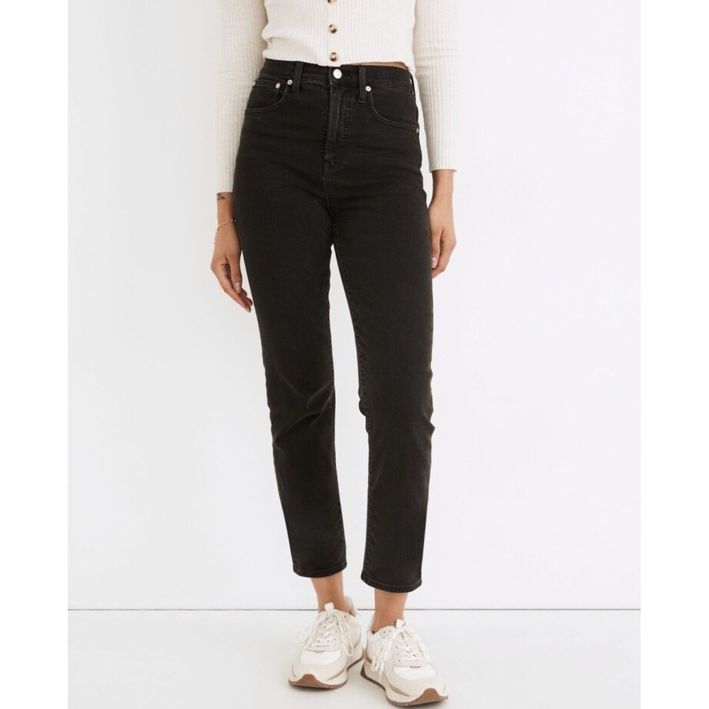 Madewell Classic Straight Jeans Size 32 Tall Black Lunar Wash High Rise Denim